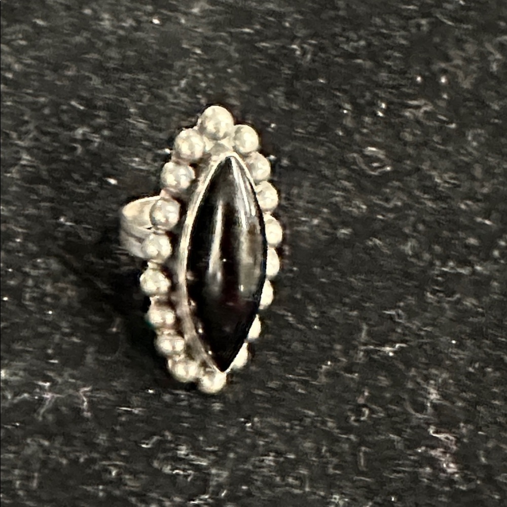 Sterling Mexico Silver Ring with Black Stone size 6